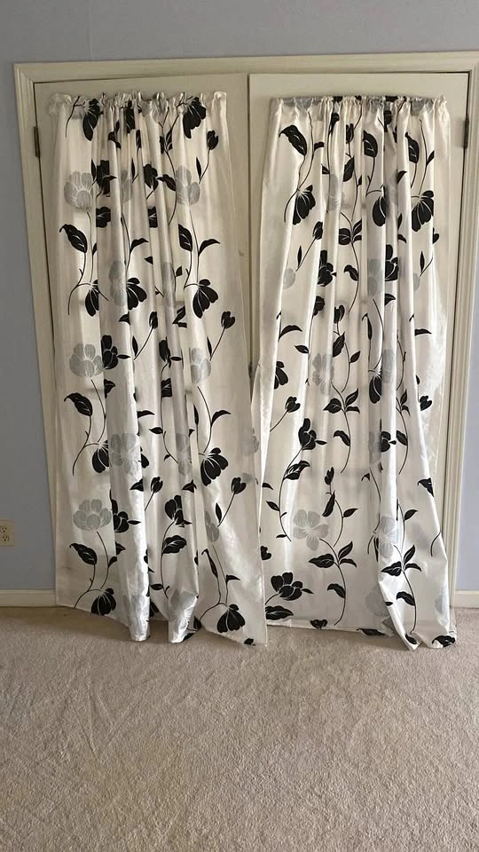 Black and white floral curtains