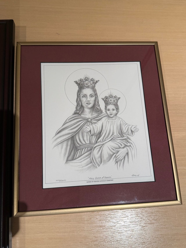 Framed Angel Print and Mary Queen of Heaven Sketch - photo 3