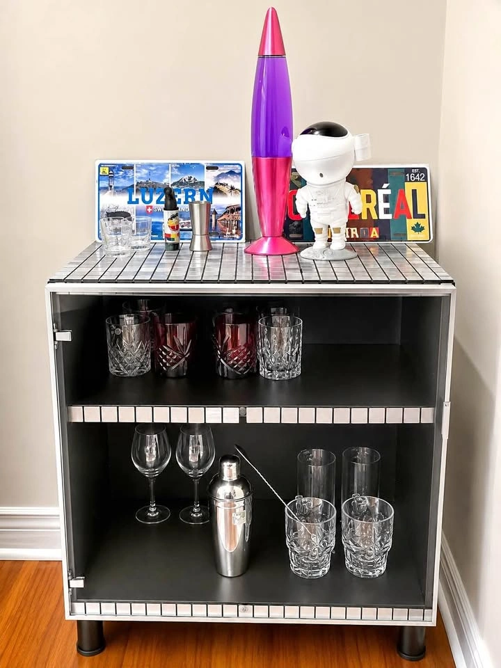 Modern Cabinet / Accent Cabinet- brown/black & silver