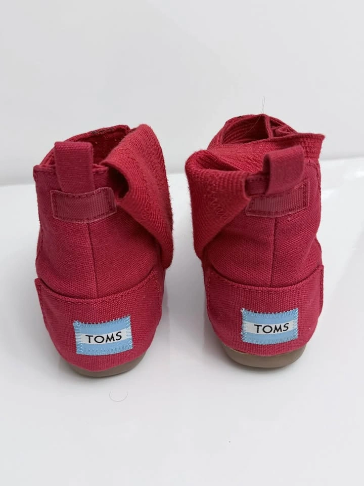 Rare TOMS Red Canvas Wrap Boots / Shoes - Women's 8.5 - photo 3
