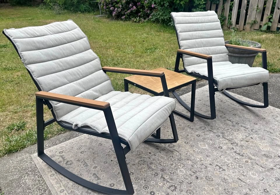 Excellent Patio Rocker Conversation Set – 2 Chairs and Table