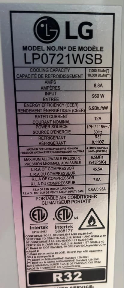 Like New LG Portable Air Conditioner 7,000 BTU – Complete Kit - photo 5