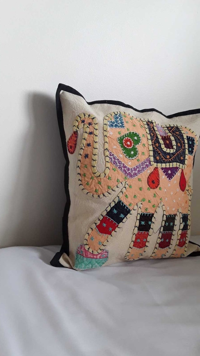 NEW BOHO PEACH ELEPHANT CUSHION COVER - photo 2