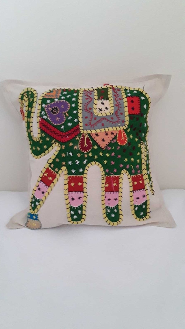 NEW BOHO GREEN ELEPHANT CUSHION COVER