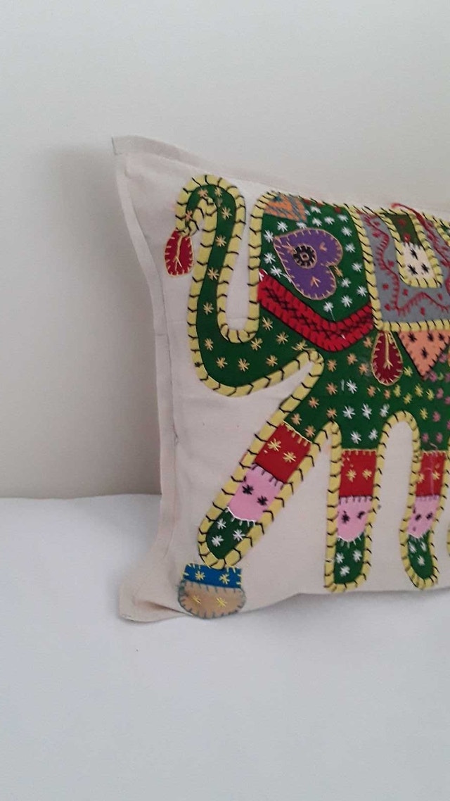 NEW BOHO GREEN ELEPHANT CUSHION COVER - photo 2