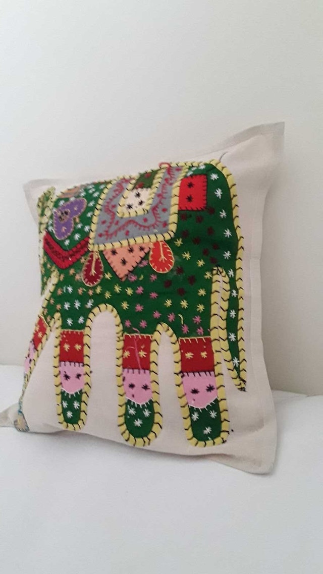 NEW BOHO GREEN ELEPHANT CUSHION COVER - photo 3