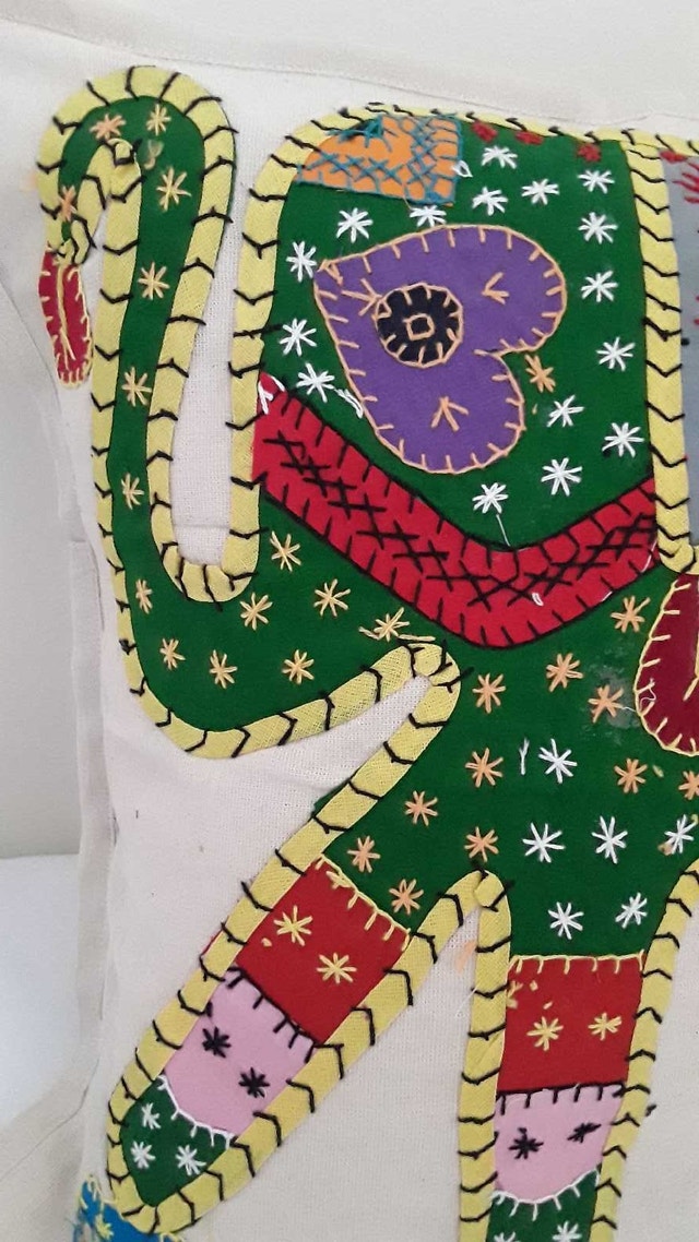 NEW BOHO GREEN ELEPHANT CUSHION COVER - photo 4