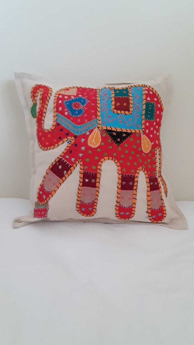 NEW BOHO RED ELEPHANT CUSHION COVER