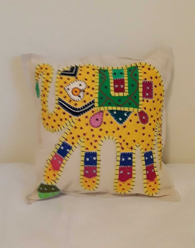 NEW ADORABLE BOHO YELLOW ELEPHANT CUSHION COVER
