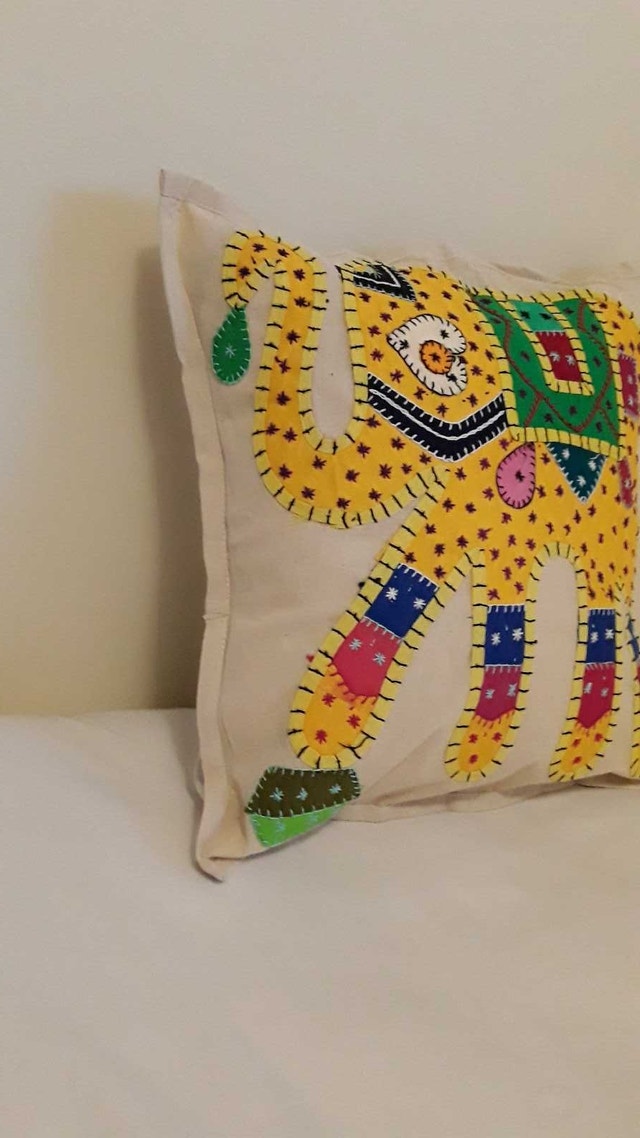 NEW ADORABLE BOHO YELLOW ELEPHANT CUSHION COVER - photo 2