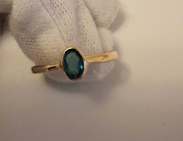 NEW GOLD TONE TURQUOISE STONE RING - photo 5