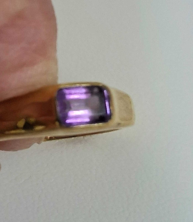 NEW GOLD TONE AMETHYST STONE RING - photo 5