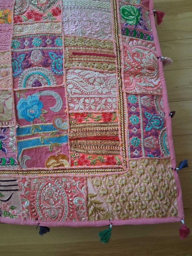 NEW BOHO PINK PATCHWORK MEDITATION CUSHION COVER - photo 5