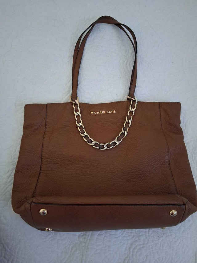 MICHAEL KORS BROWN LEATHER TOTE BAG