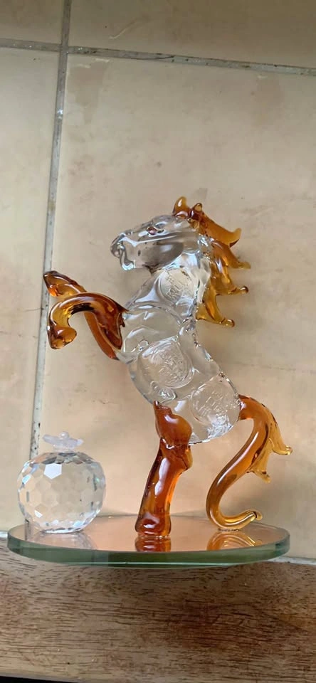 Feng Shui Glass Prancing Horse Statue – Wealth & Success Decor