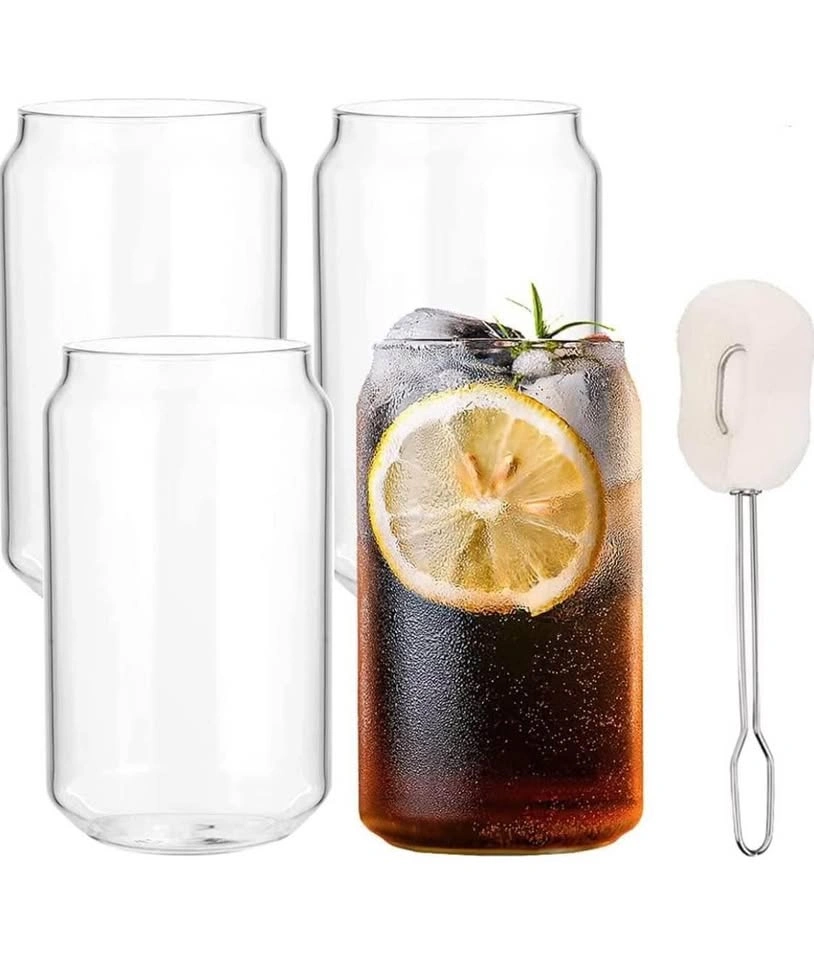 4x beer can glasses with sponge cleaner