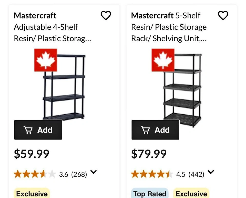 Mastercraft 4 shelf/resin storage unit