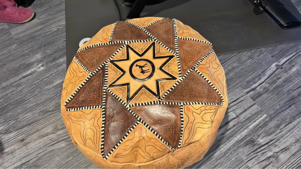 Moroccan Leather Pouf