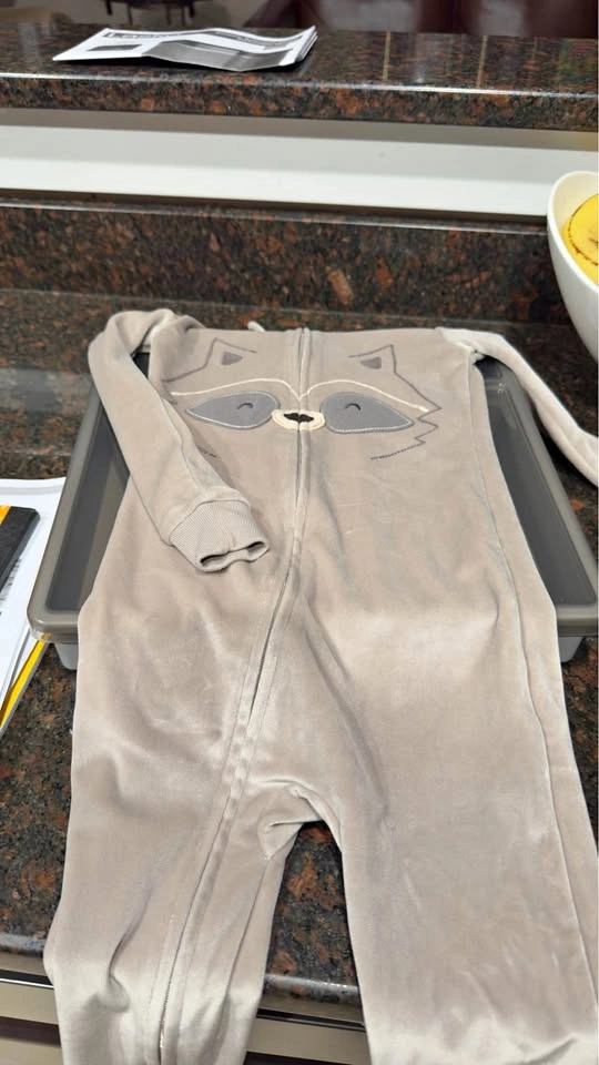 Raccoon Velour One Piece Sleeper