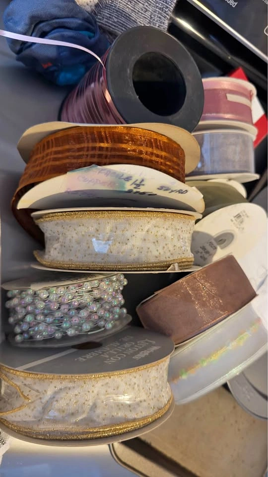Assorted Craft Ribbon and Pearl Trim Lot