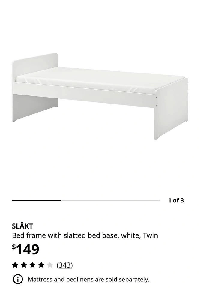 Ikea Single Twin Bed Frame White
