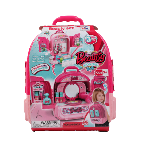 Kids 3-in-1 Makeup Backpack Toy Set Pretend Play Beauty Kit