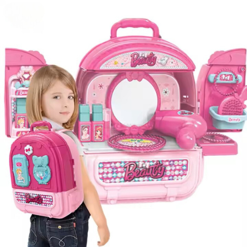 Kids 3-in-1 Makeup Backpack Toy Set Pretend Play Beauty Kit - photo 4