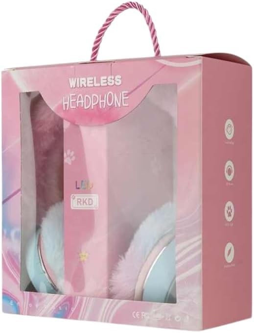 Kids Bluetooth LED Headphones Pink Soft Over-Ear Wireless Headse - photo 5