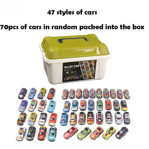 70PCS 1:64 Diecast Pull Back Racing Cars Set w/ Storage Box