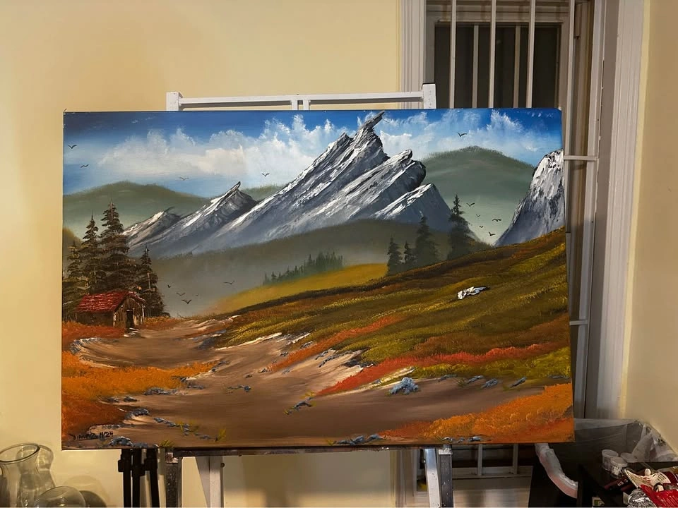 Large Colorado Mountain Landscape Oil Painting 36x24 - photo 2