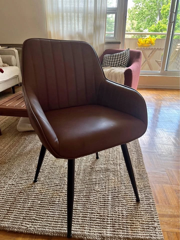 Textured Faux Leather and Metal Dining Chair