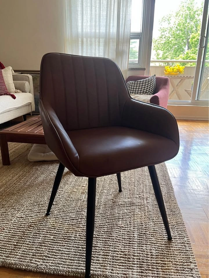 Textured Faux Leather and Metal Dining Chair - photo 2