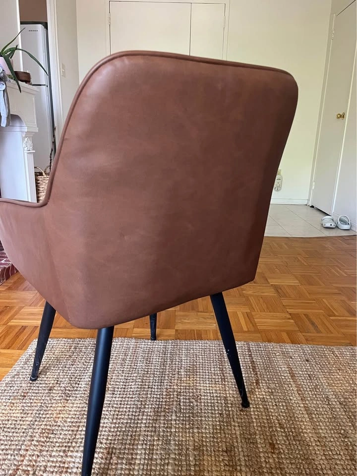 Textured Faux Leather and Metal Dining Chair - photo 3