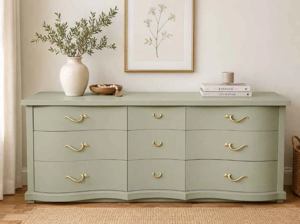 Vintage 9-Drawer Dresser in Muted Sage - photo 5