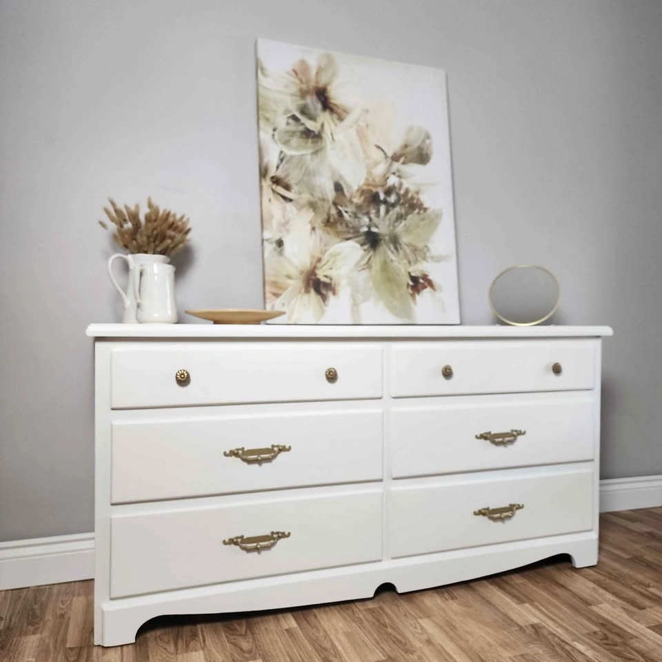 Refinished White 6-Drawer Dresser - photo 3