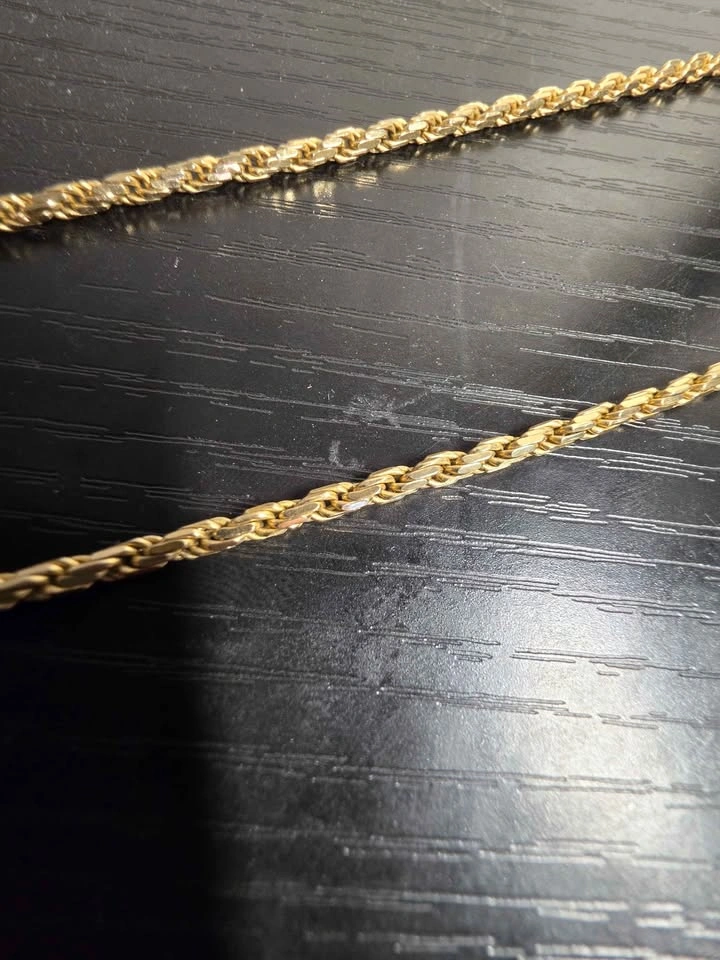 14k 28in Solid Rope & 14k 8in Figaro Bracelet - photo 2