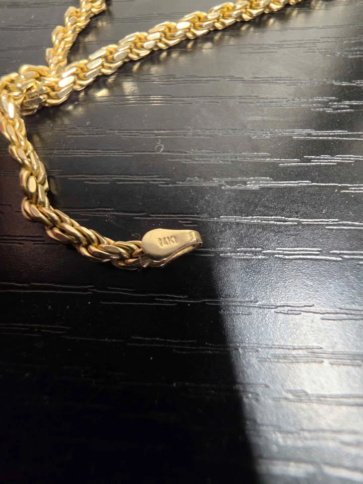 14k 28in Solid Rope & 14k 8in Figaro Bracelet - photo 4