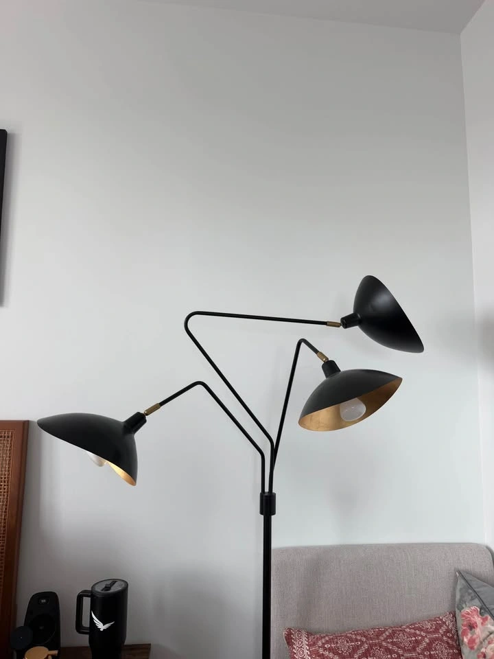 MCM Black and Gold Standing Floor Lamp 3 Head - photo 2