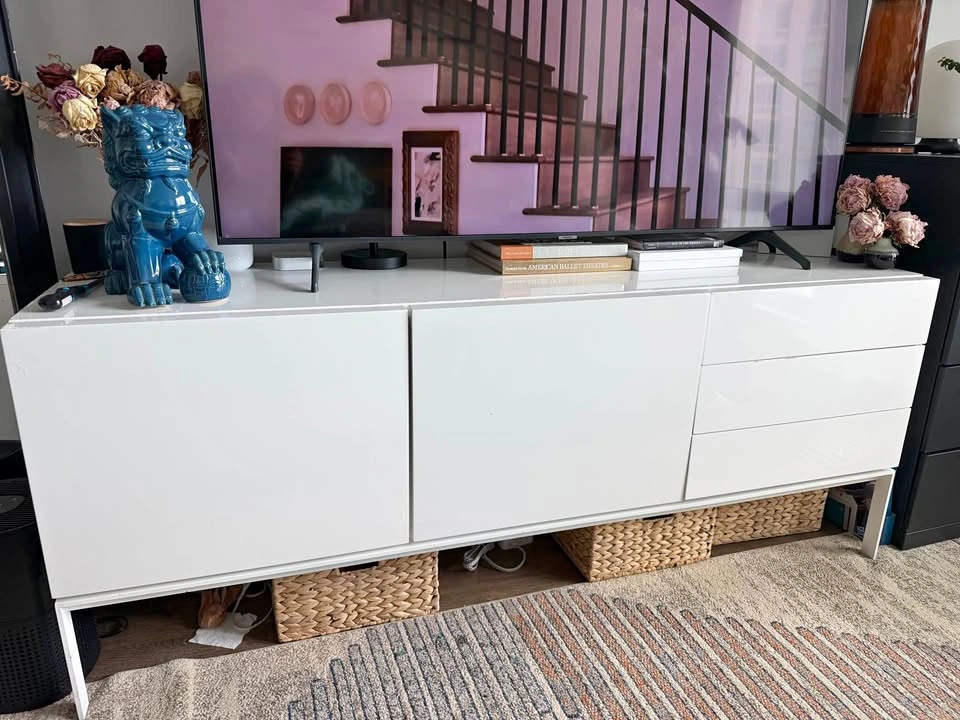 White Lacquer Media Console by Portuguese Designer