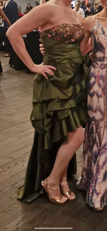 Women’s Small Green & Pink High-Low Evening Gown