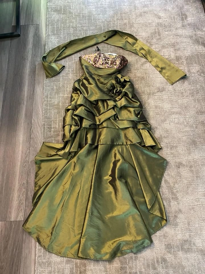 Women’s Small Green & Pink High-Low Evening Gown - photo 4