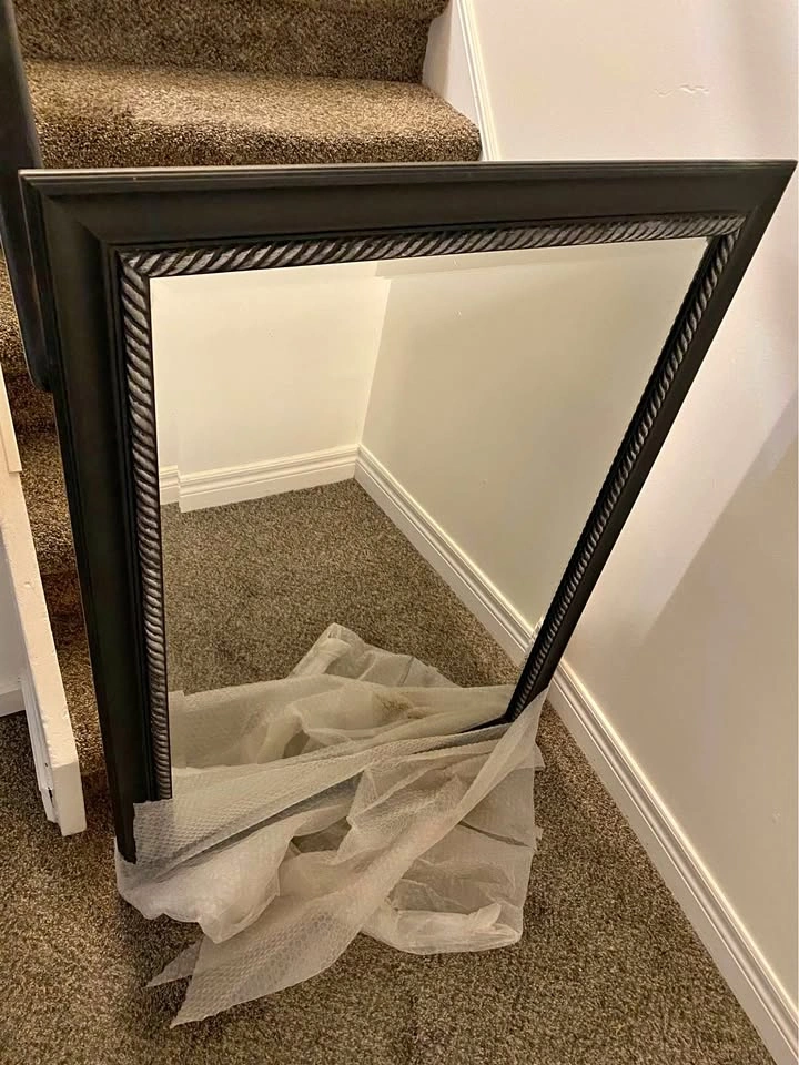 Black Aged-Look Framed Mirror 41” x 29”