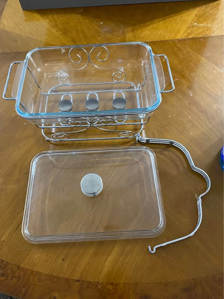 Glass Serving Dish with Lid and Candle Warmer - photo 2