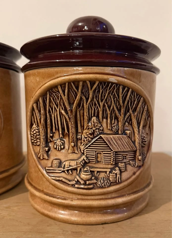 Two Vintage Ceramic Canisters | Hershey Molds | Farmhouse Decor - photo 3
