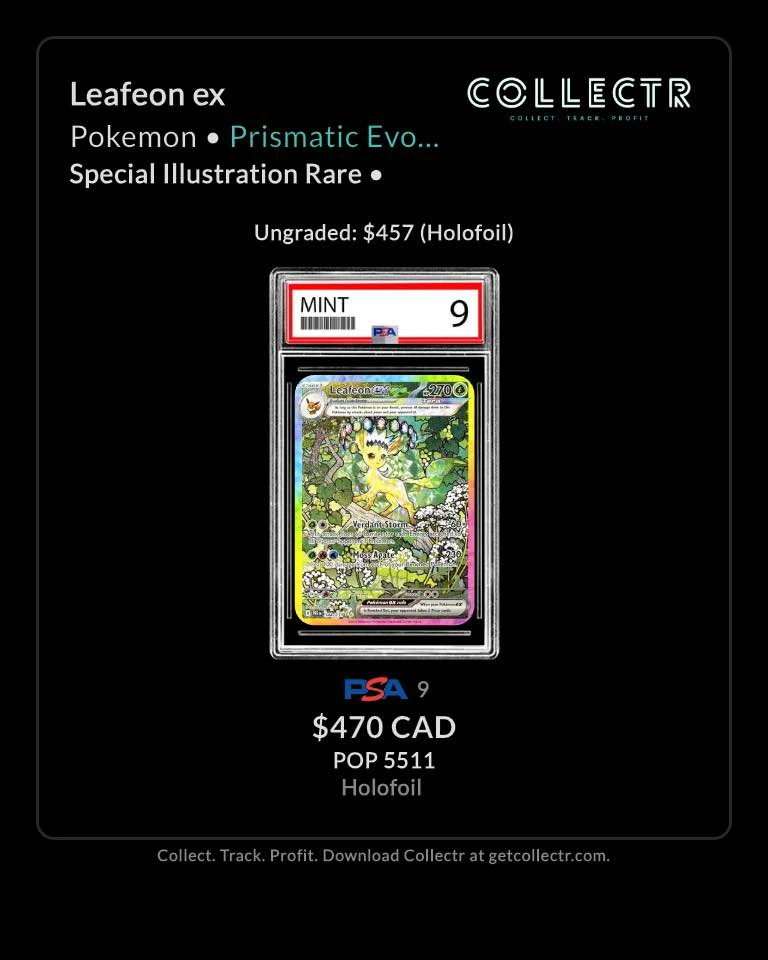 Leafeon ex 144/131 Prismatic Evolutions PSA 9 - photo 3