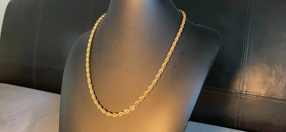 4mm Gold Rope Chain 18K Gold Plated Stainless Steel - photo 2