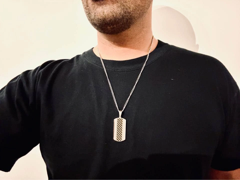 Carbon Fiber Dog Tag Pendant – 316 Stainless Steel - photo 3