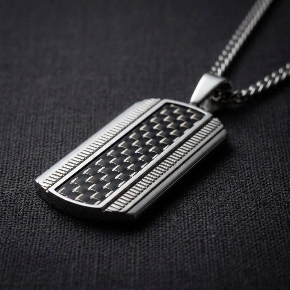 Carbon Fiber Dog Tag Pendant – 316 Stainless Steel - photo 5