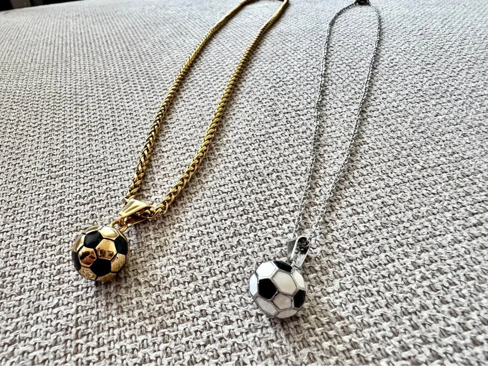 Soccer Ball Pendant Chain – 18K Gold Plated & Stainless Steel