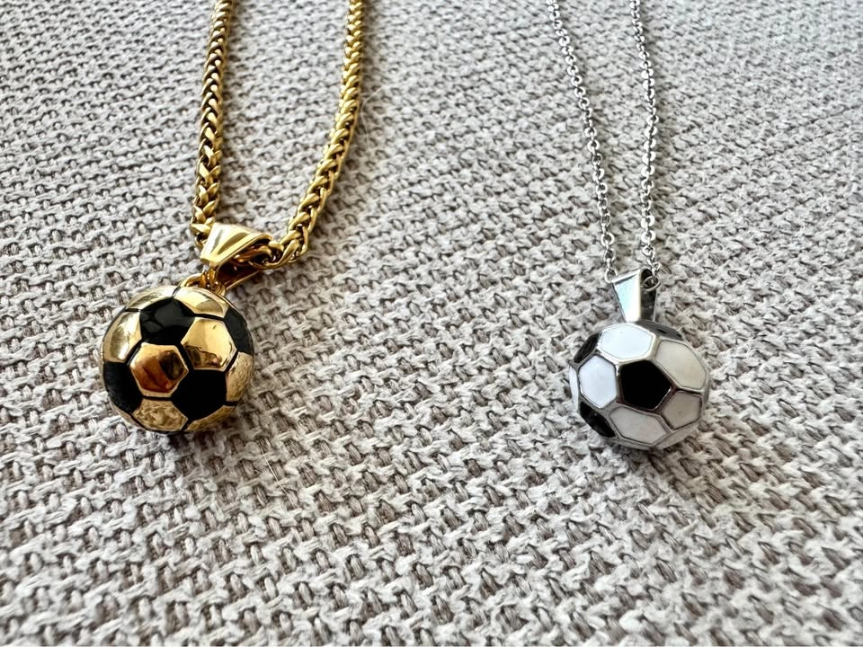 Soccer Ball Pendant Chain – 18K Gold Plated & Stainless Steel - photo 2